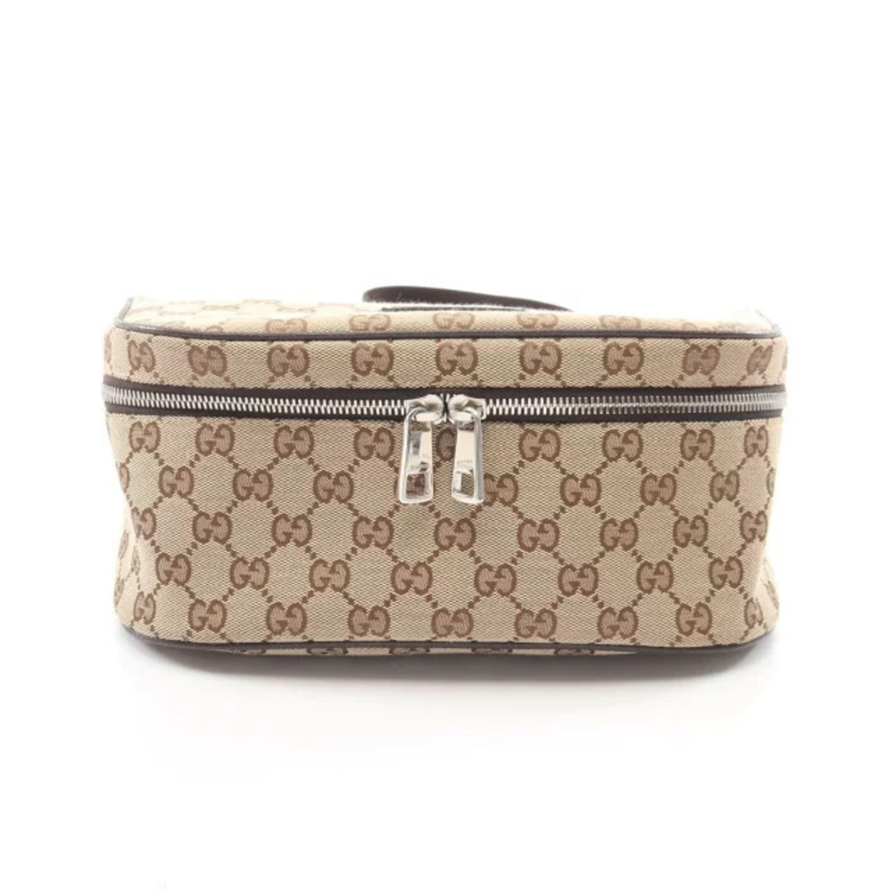 Gucci GG Canvas Waist Belt Bag Body Leather Beige Cream Brown